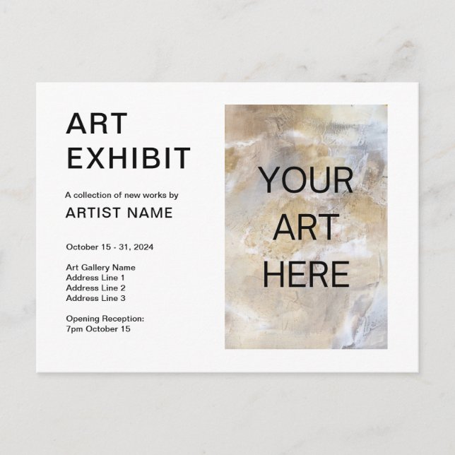 Add Photo Custom Art Exhibit Invitation Postcard (Front)