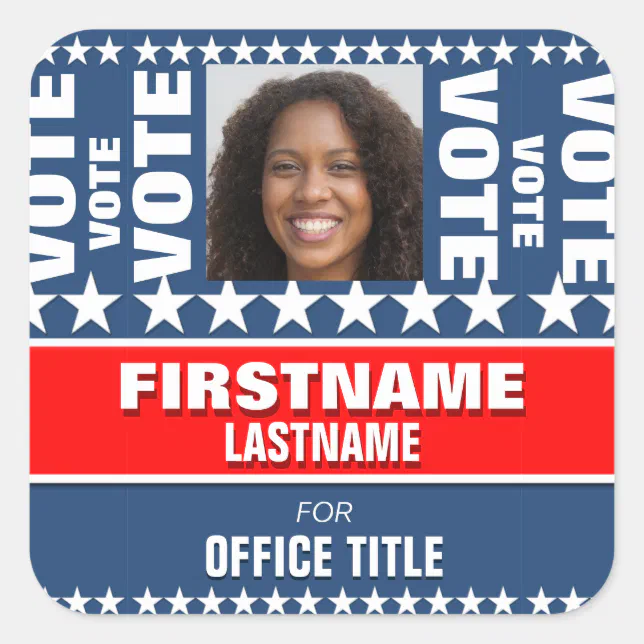 Add Photo Custom Campaign Template Square Sticker | Zazzle