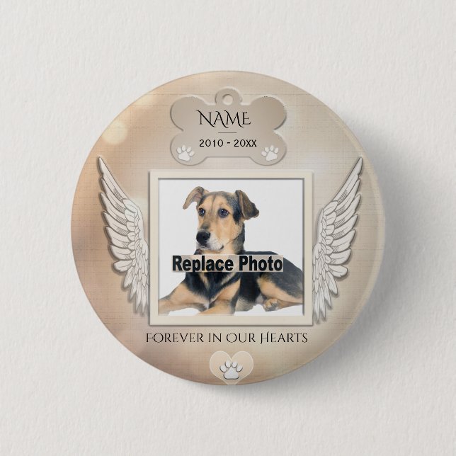 Add Photo Custom Dog or Cat Memorial Button (Front)