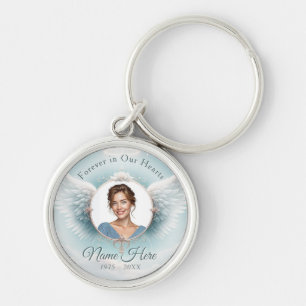 Add Photo Custom Memorial Angel WIngs Keychain