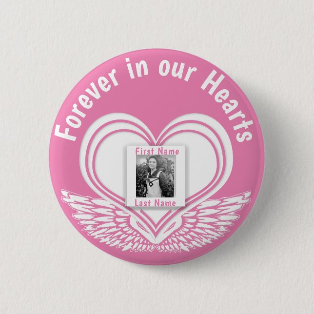Add Photo Custom Memorial Heart Button (Front)