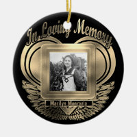 Add Photo Custom Memorial Heart  Ceramic Ornament
