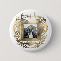 Add Photo Custom Memorial Heart Gold Button