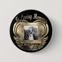 Add Photo Custom Memorial Heart Gold Button