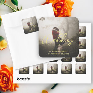 Add Photo Custom Wedding Square Sticker