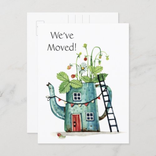 Add Photo Cute Weve Moved Watercolor Postcard