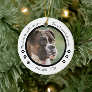 Add Photo Dog Personalized Pet Memorial Christmas Ceramic Ornament