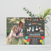 ADD PHOTO - Dog Puppy Birthday Chalk Invitation (Standing Front)
