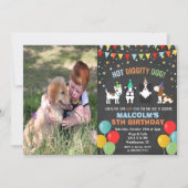 ADD PHOTO - Dog Puppy Birthday Chalk Invitation (Front)