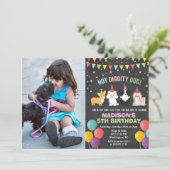 ADD PHOTO - Dog Puppy Birthday Chalk Invitation (Standing Front)