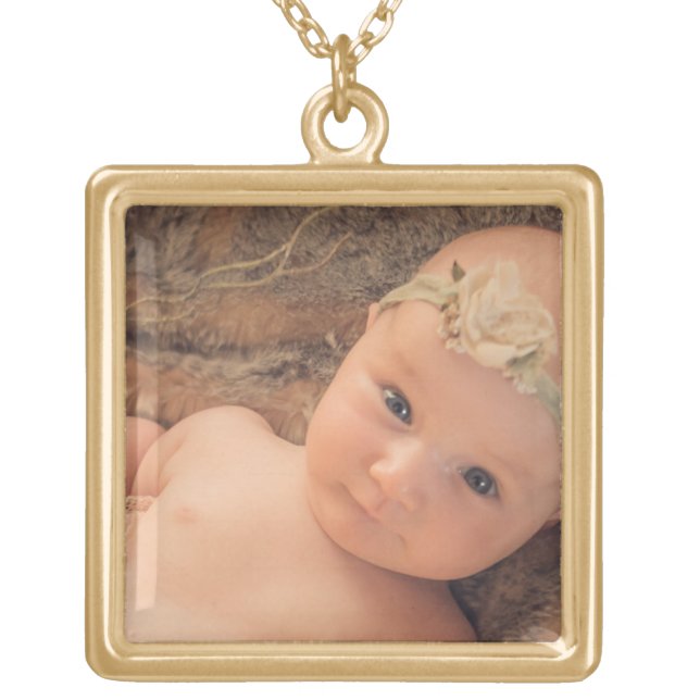 Add photo for mom or grandma gold plated necklace (Front)