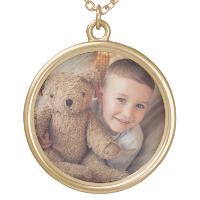Add photo for mom or grandma gold plated necklace (Front)