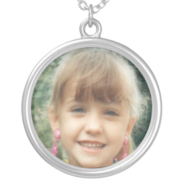 Add photo for mom or grandma silver plated necklace (Front)