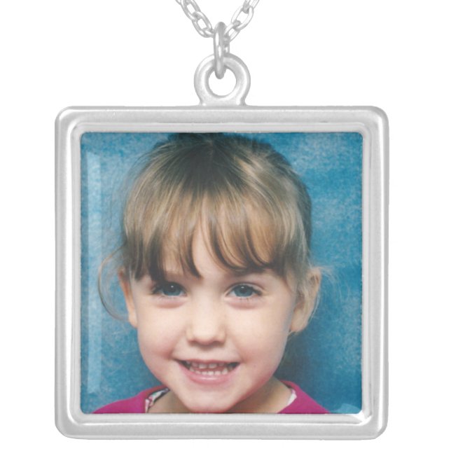 Add photo for mom or grandma silver plated necklace (Front)