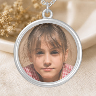 Add photo gift silver plated necklace
