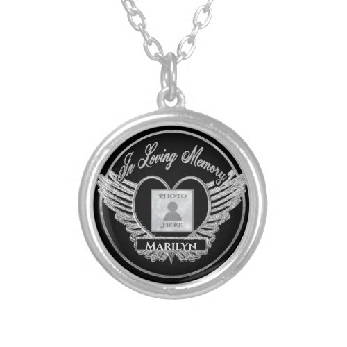Add Photo Heart Memorial Silver Plated Necklace