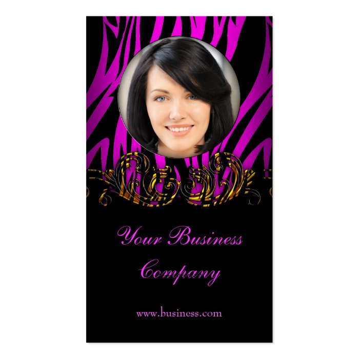 Add Photo Hot Pink Profile Exotic Gold Black Business Cards