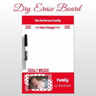 Add photo love family name white red dry erase board