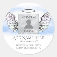 Add Photo Memorial Classic Round Sticker