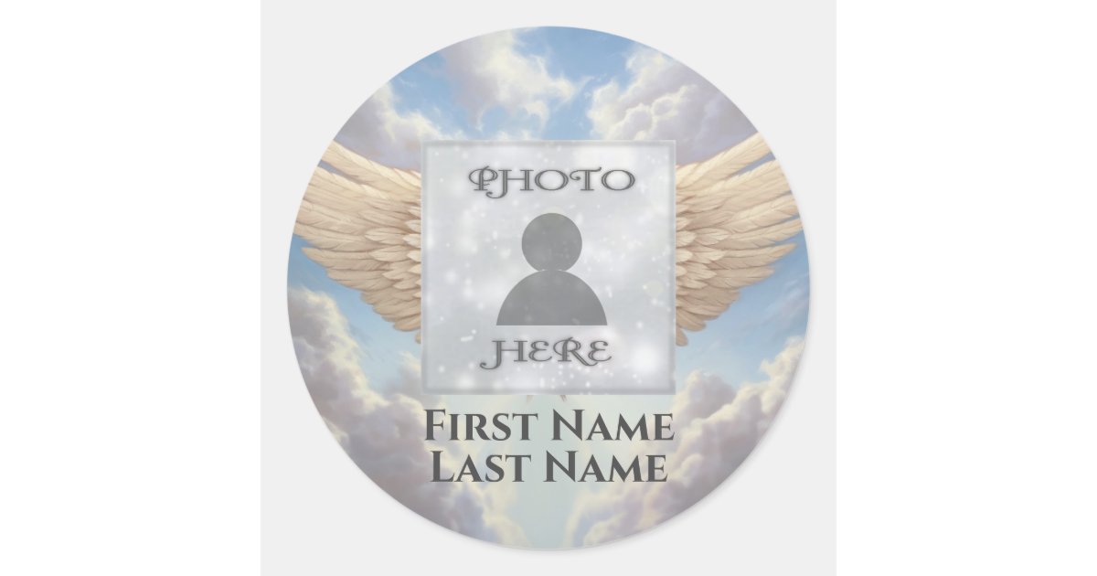 Add Photo Memorial Classic Round Sticker | Zazzle