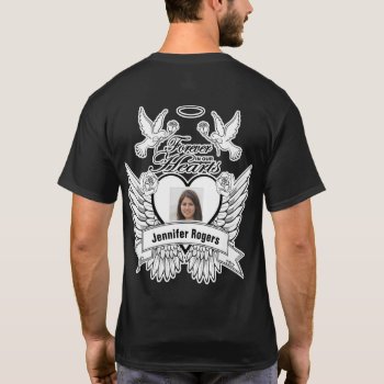 Add Photo Memorial With Heart  Doves And Roses T-s T-shirt by MemorialGiftShop at Zazzle