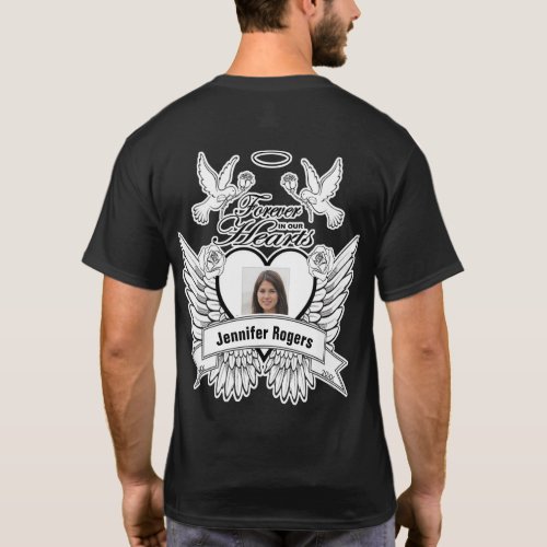 Add Photo Memorial with Heart Doves and Roses T_S T_Shirt