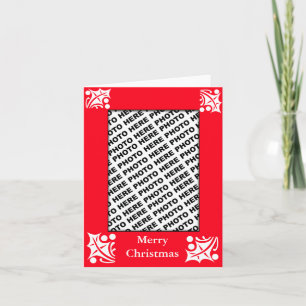 Add Photo Merry Christmas Card Red Leaf