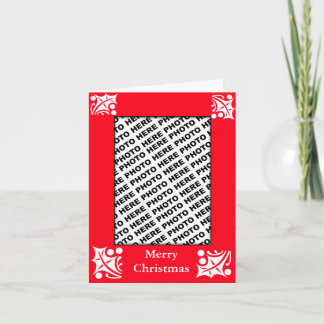 Add Photo Merry Christmas Card Red Leaf