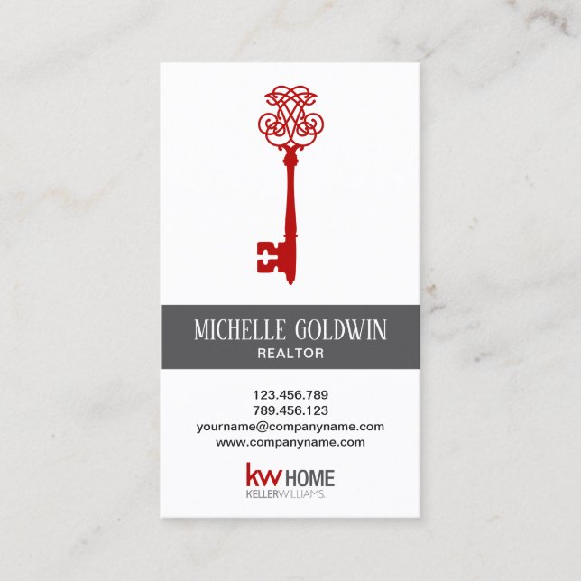Add Photo Modern Real Estate Realtor Key Business Card (Front)