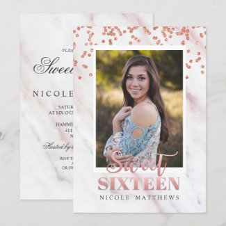 ADD PHOTO - Modern Sweet 16 nvitation Invitation