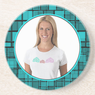 Add Photo Mosaic Coaster Black Blue