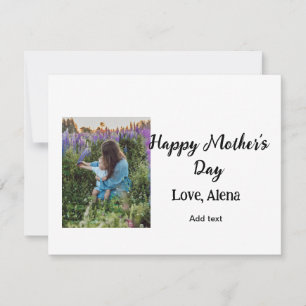 Add photo name classic elegant Happy mother's day  Note Card