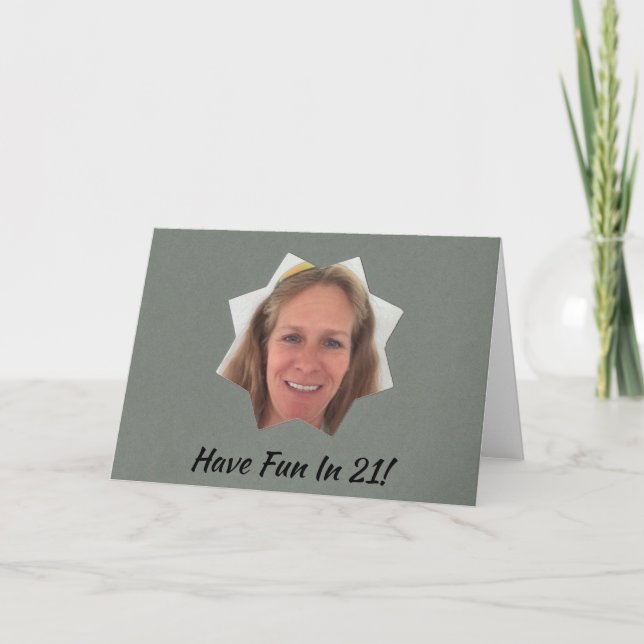 Add Photo New Year Small Sun on Gray Frame Holiday Card (Front)