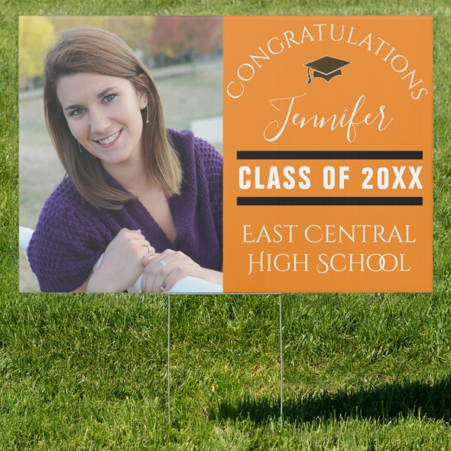 Add Photo Orange Black Graduation Sign (Insitu)