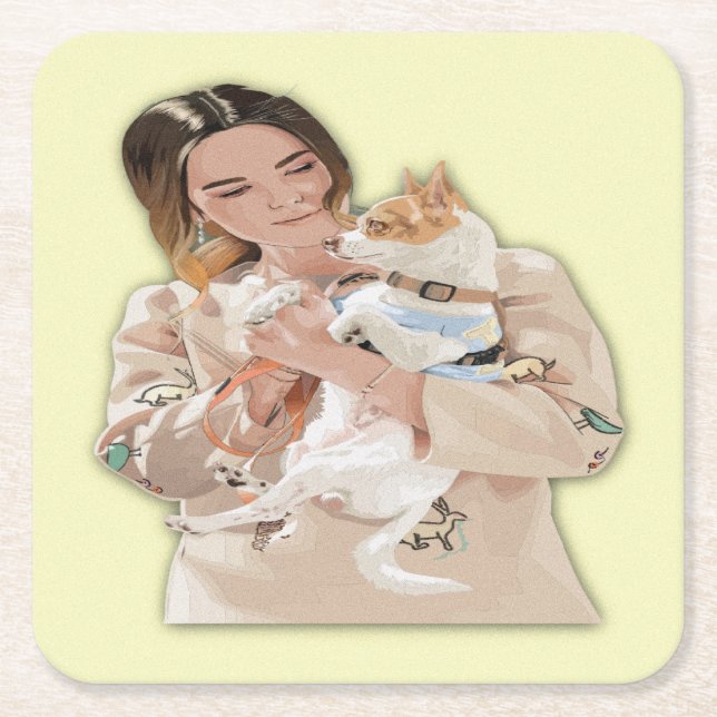 Add Photo Personalize Square Paper Coaster (Front)