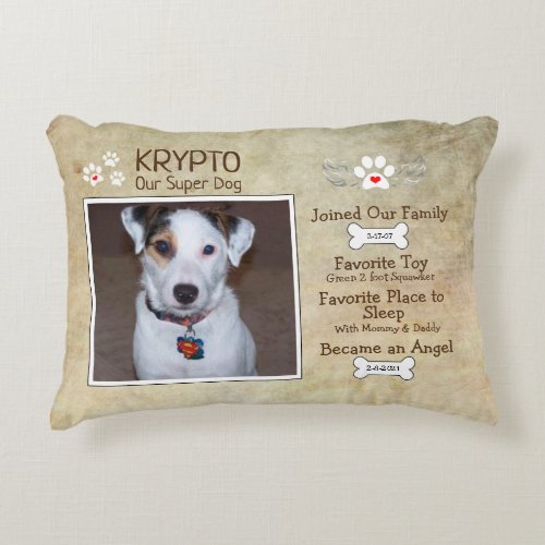 Add Photo Personalized Dog Memorial Pet Loss Accent Pillow