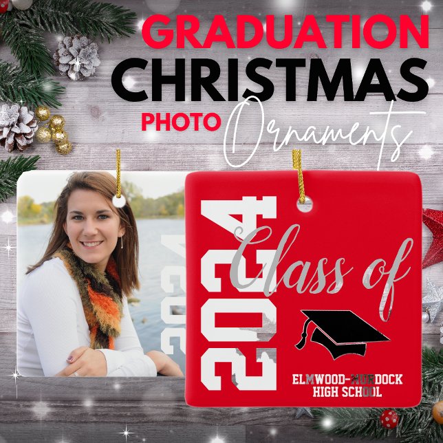 Add Photo Personalized Graduation Ceramic Ornament (Creator Uploaded)