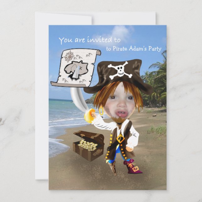 Add Photo - personalized pirate caricature Invitation (Front)