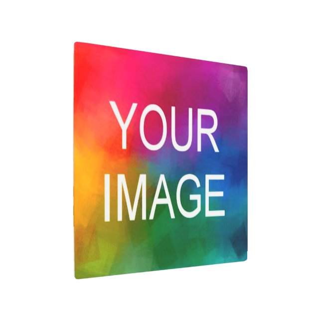 Add Photo Picture Image Business Logo Custom Sleek Metal Print (Angled)