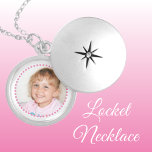Add photo pink and white personalized locket necklace<br><div class="desc">Personalized locket necklace gift.
Replace the photo with your own.
Pink and white.</div>