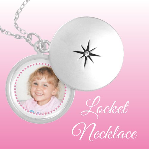 Add photo pink and white personalized locket necklace