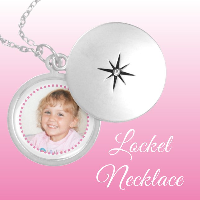 Add photo pink and white personalized locket necklace (Creator Uploaded)