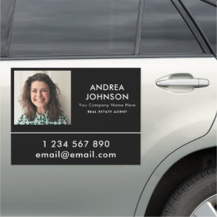 Add Photo Real Estate Agent Modern Realtor Broker Car Magnet