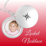 Add photo red and white personalized locket necklace<br><div class="desc">Personalized locket necklace gift.
Replace the photo with your own.
Red and white.</div>