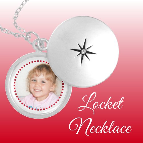 Add photo red and white personalized locket necklace