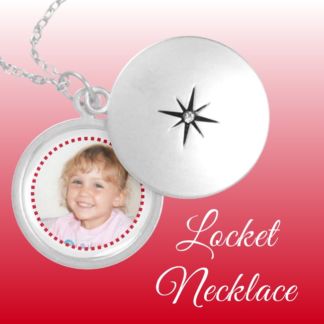 Add photo red and white personalized locket necklace (Creator Uploaded)