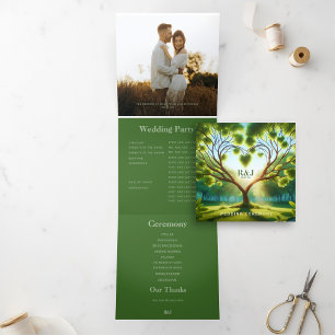 Add Photo Romantic Green Wedding Program