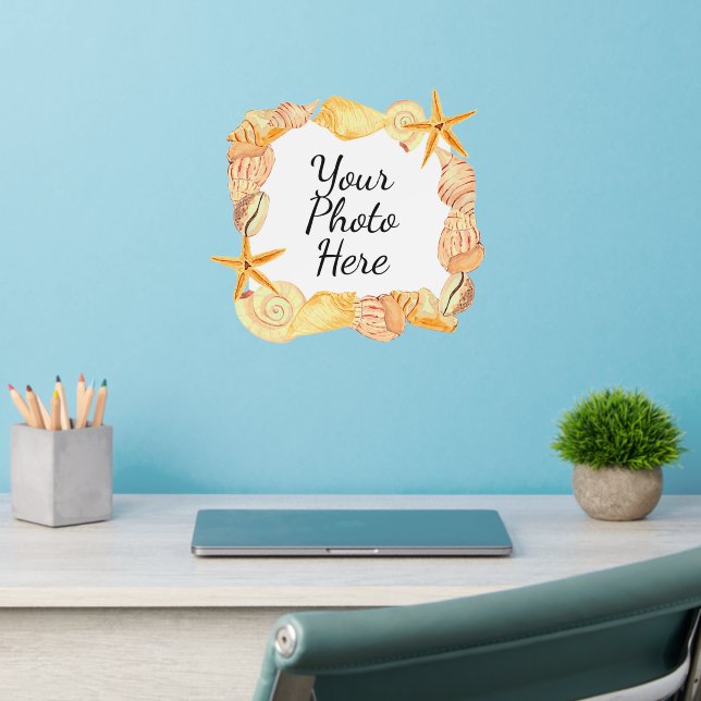 Add Photo Sea Shells Coastal Beach Frame 12"  Wall Decal (Home Office 2)