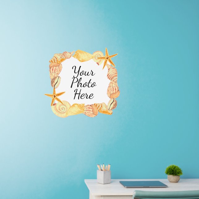 Add Photo Sea Shells Coastal Beach Frame 24" Wall Decal (Home Office)