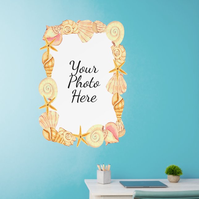 Add Photo Sea Shells Coastal Beach Frame 28x40"    Wall Decal (Home Office)